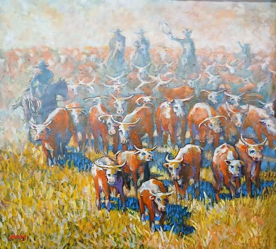 Mike-Perkin's-Cattle-Drive-original-oil-by-Shag